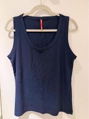 Spanx Navy Blue Ribbed Tank Top Size Large